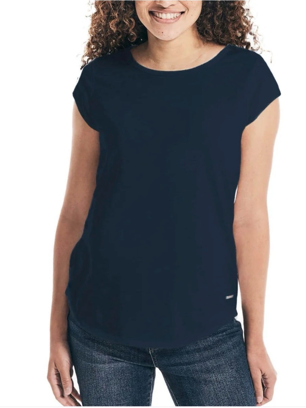 Nautica Girls Navy Cap-Sleeve Tee